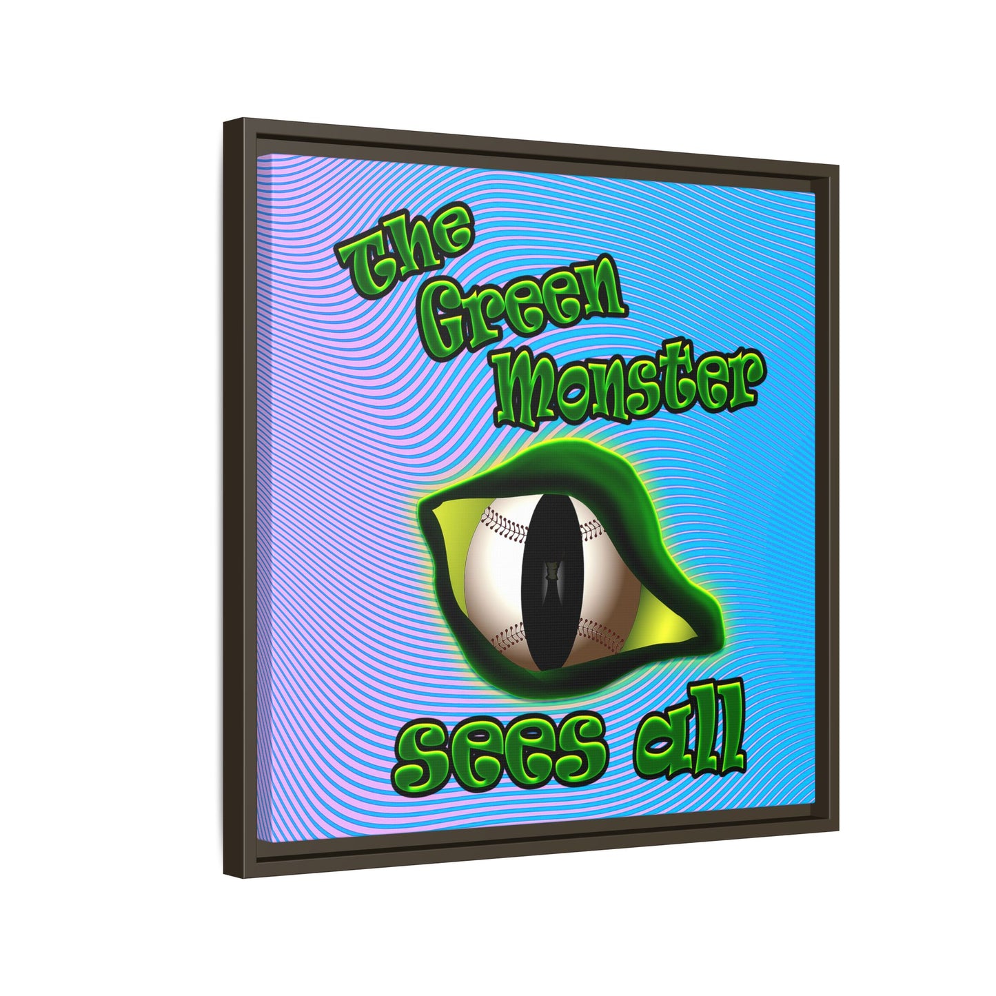 green monster - framed canvas art (light blue-purple wave)