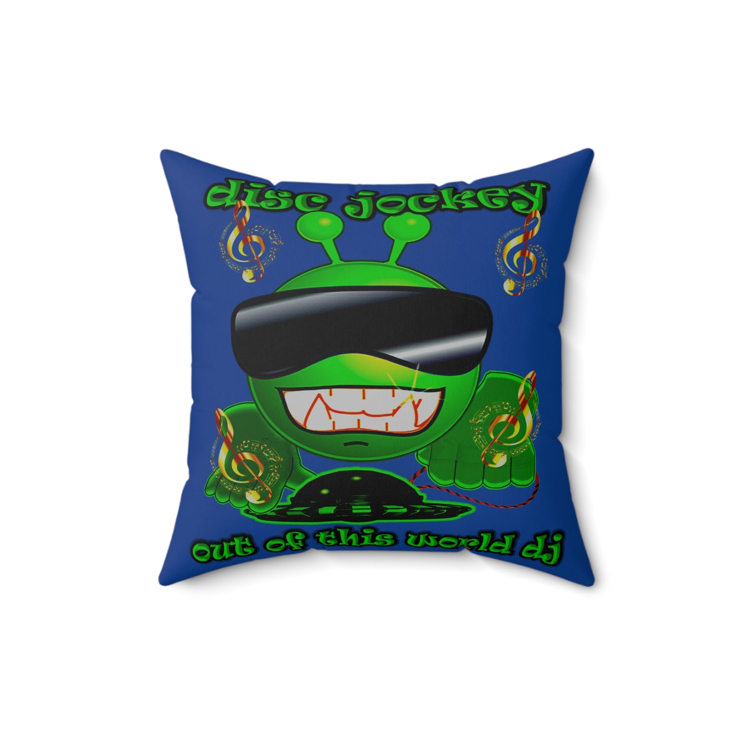 disc jockey - Spun Polyester Square Pillow - (dark blue)