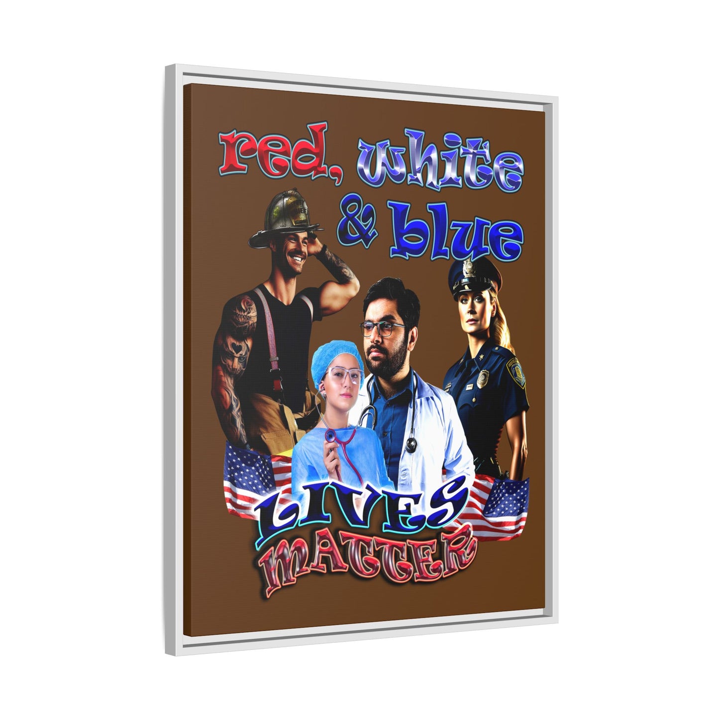 rw&b lives matter - framed canvas art (brown)