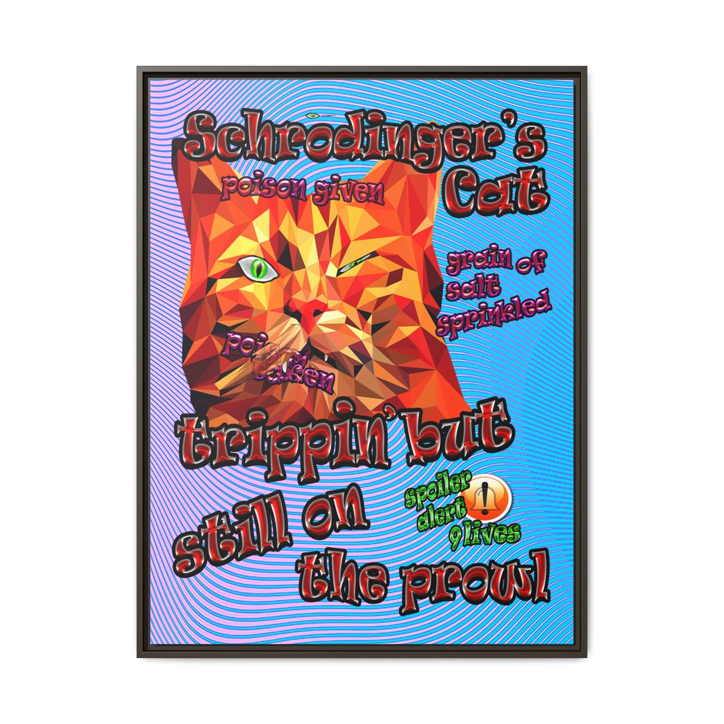 schrodinger's cat - framed canvas art (light blue-purple wave)