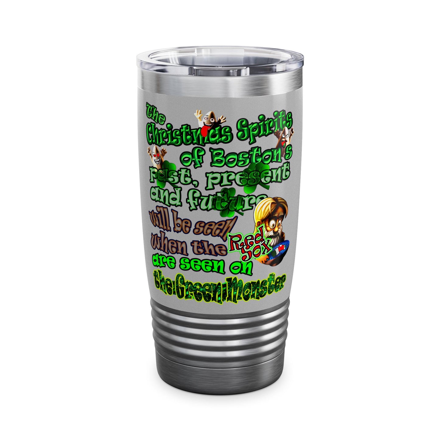 christmas spirits of boston - Ringneck Tumbler, 20oz (light grey)