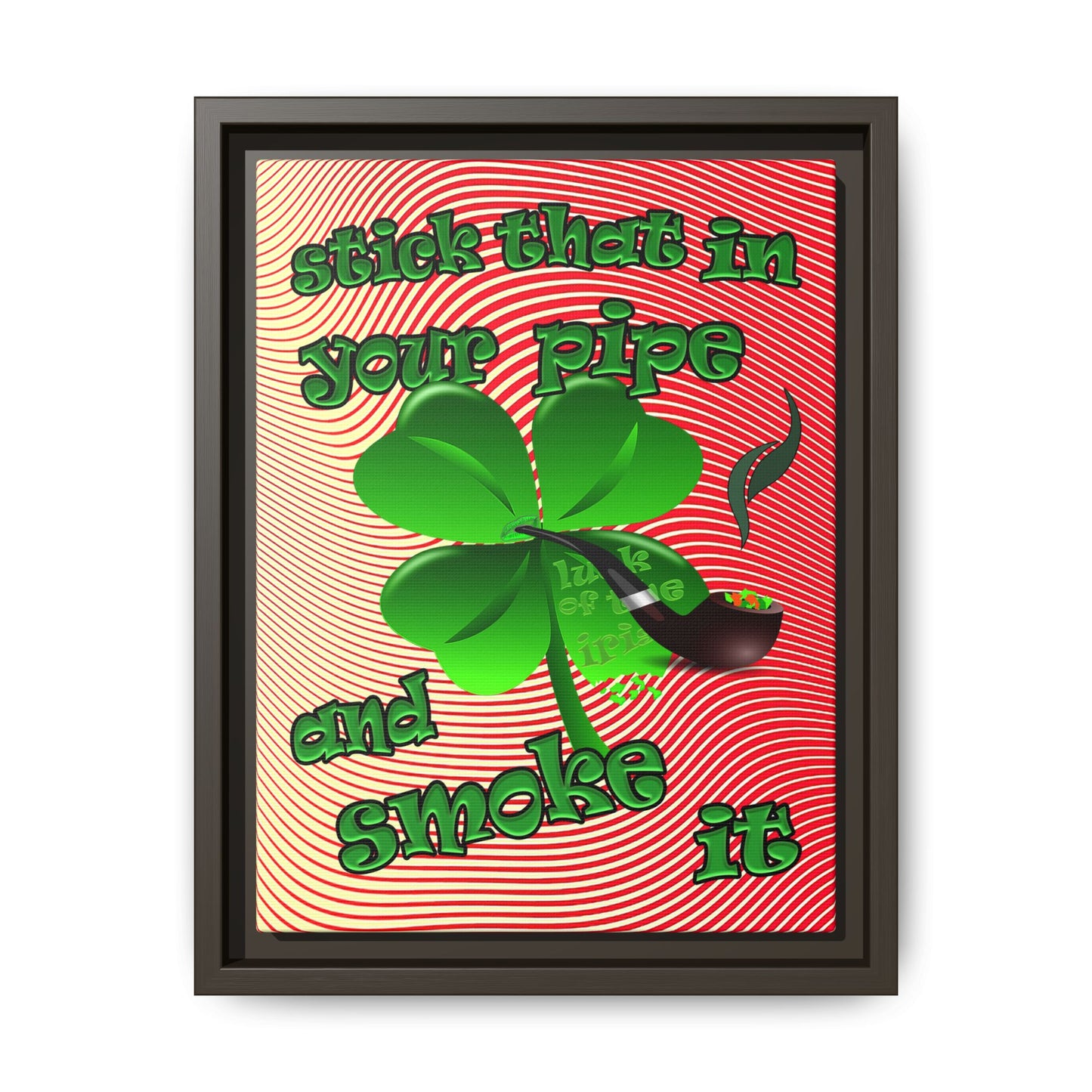 stick that in your pipe and smoke it - framed canvas art (yellow-orange wave)