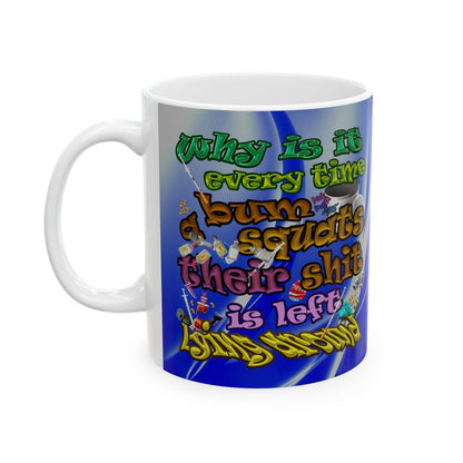 the bum's shit - White Mug (blue-white wave)