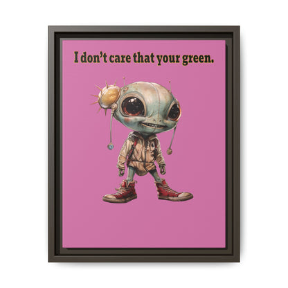 I don't care that your green - framed canvas art (light pink)