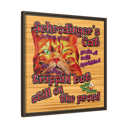 schrodinger's cat - framed canvas art (butterscotch wood finish)