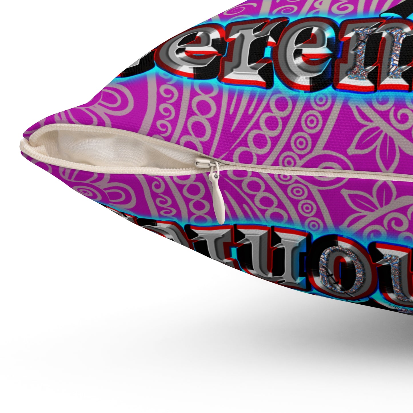 em cee squared - Spun Polyester Square Pillow - (pink swirl)