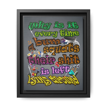 the bum's shit - framed canvas art (grey-light grey)