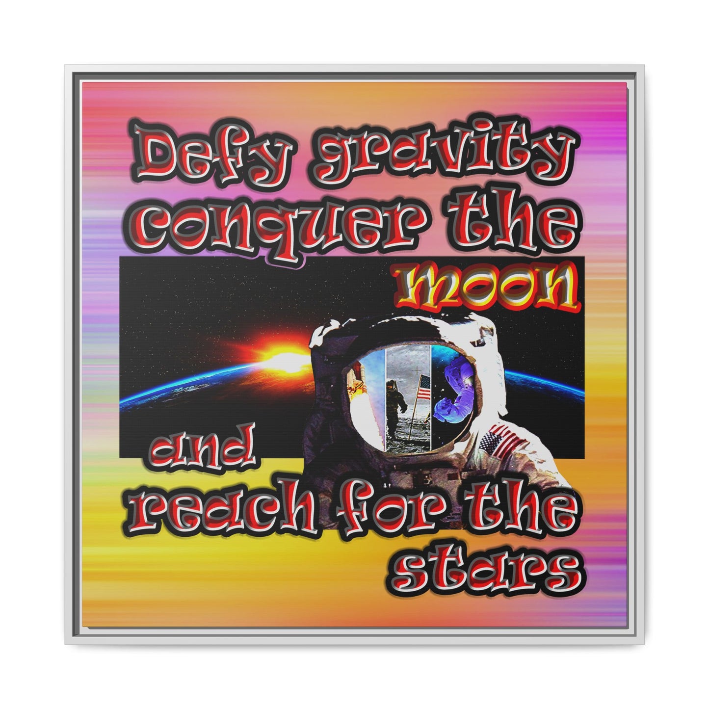 defy conquer reach - framed canvas art (color blur)