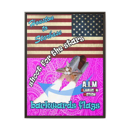 shoot for the stars - framed canvas art (pink swirl)