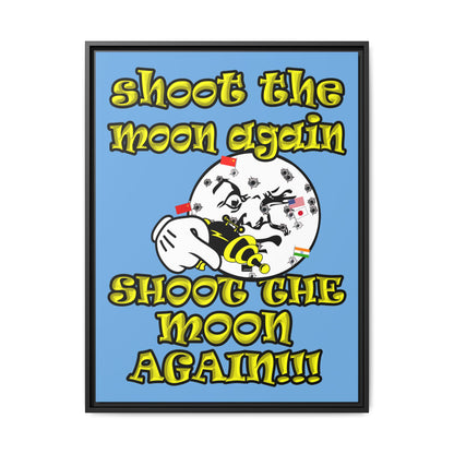 shoot the moon again - framed canvas art (light blue)