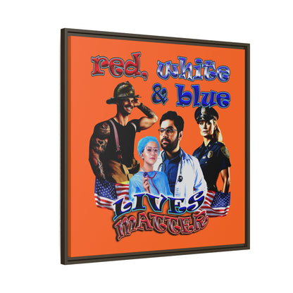 rw&b lives matter - framed canvas art (orange)