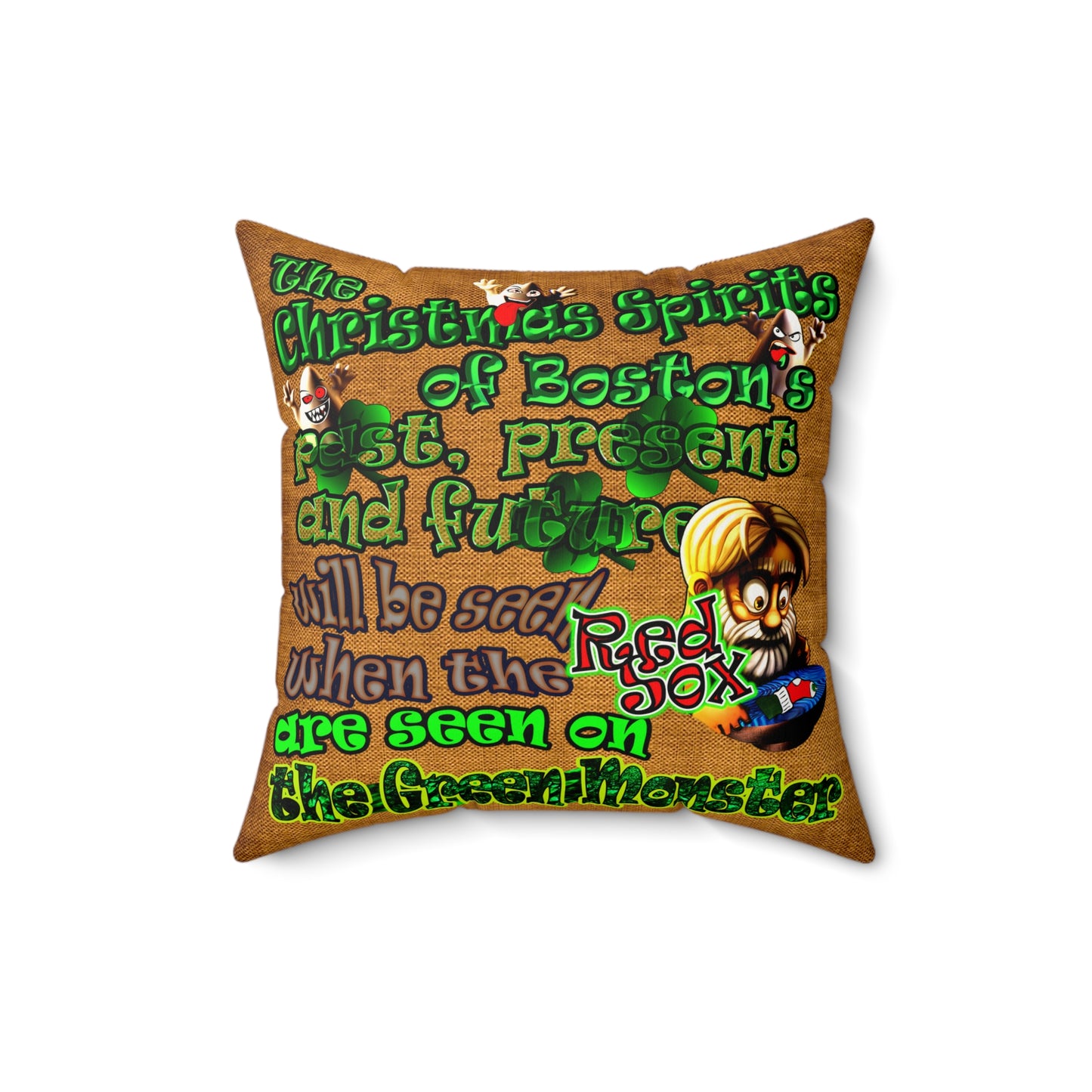 christmas spirits of boston - Faux Suede Square Pillow - (dichromatic brown papyrus)
