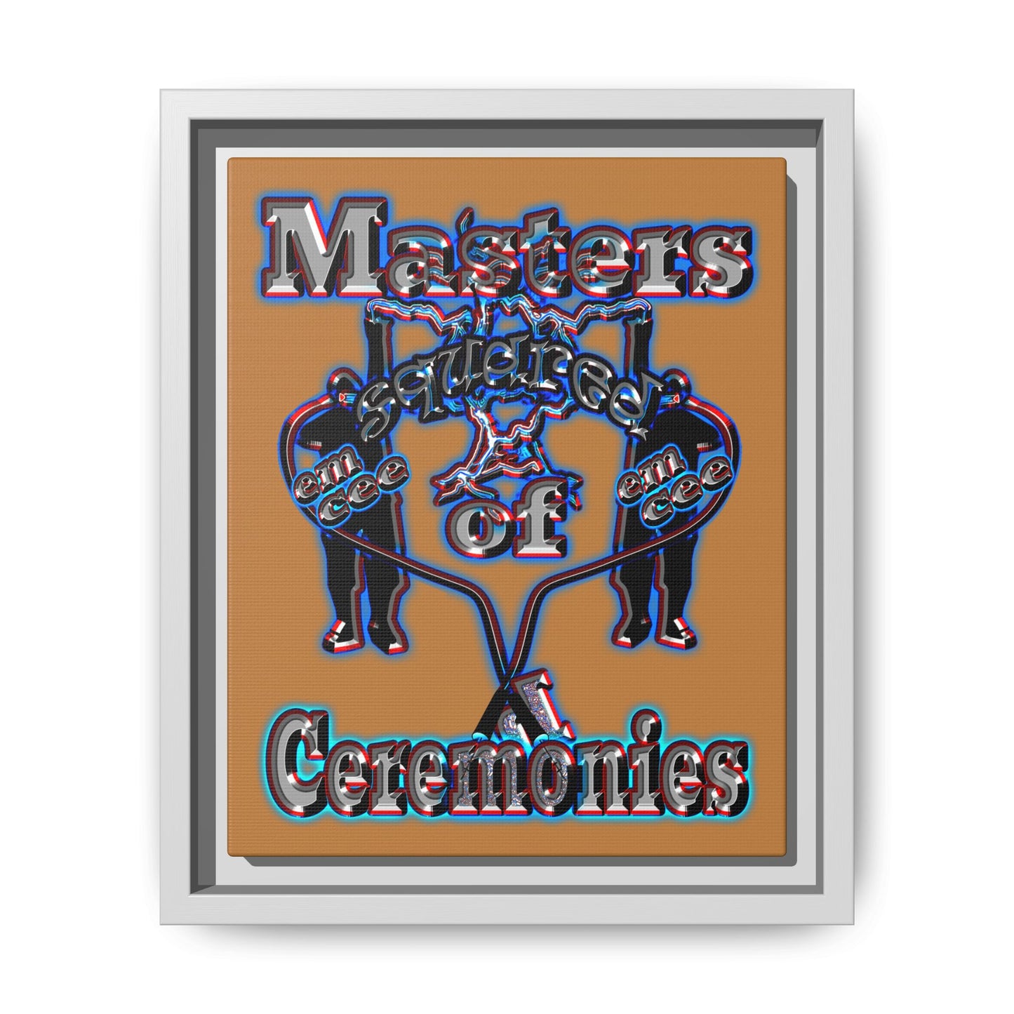 em cee squared - framed canvas art (light brown)