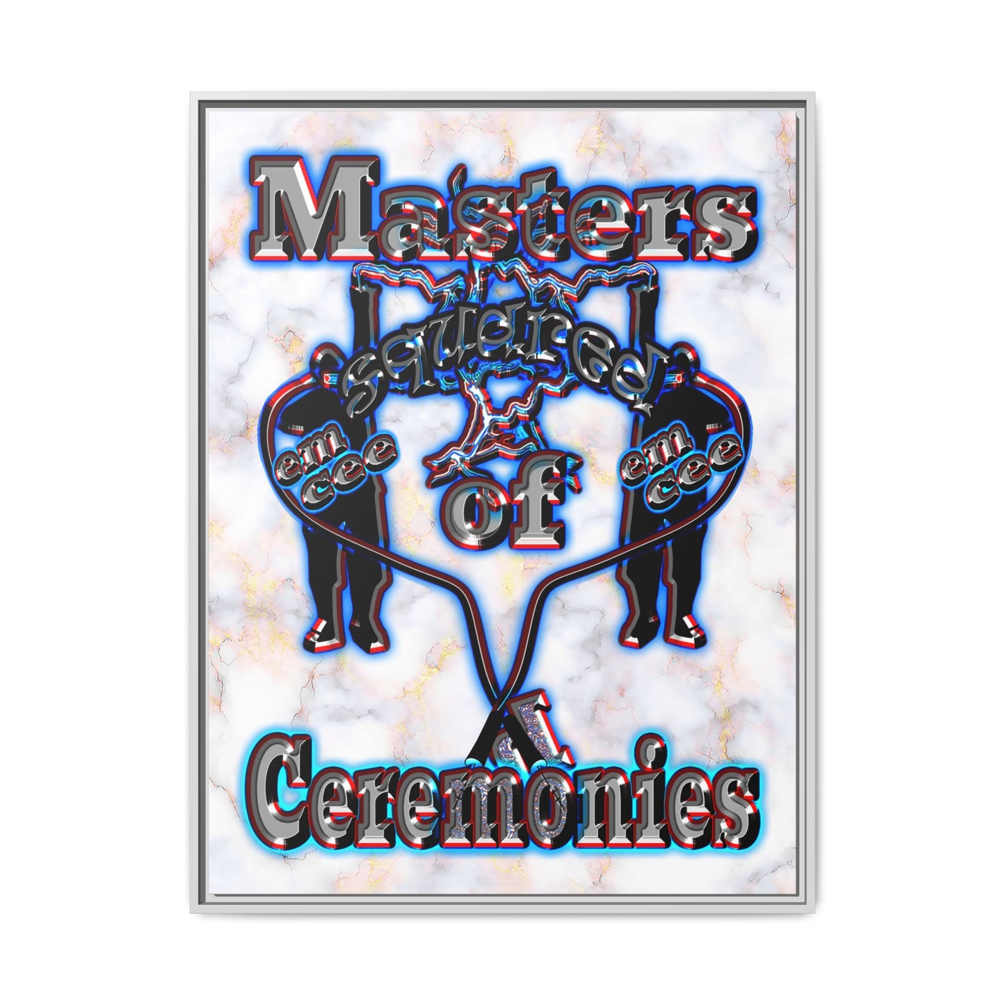 em cee squared - framed canvas art (white marble)