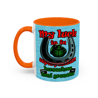 my luck - Accent Mug (faded dark blue)