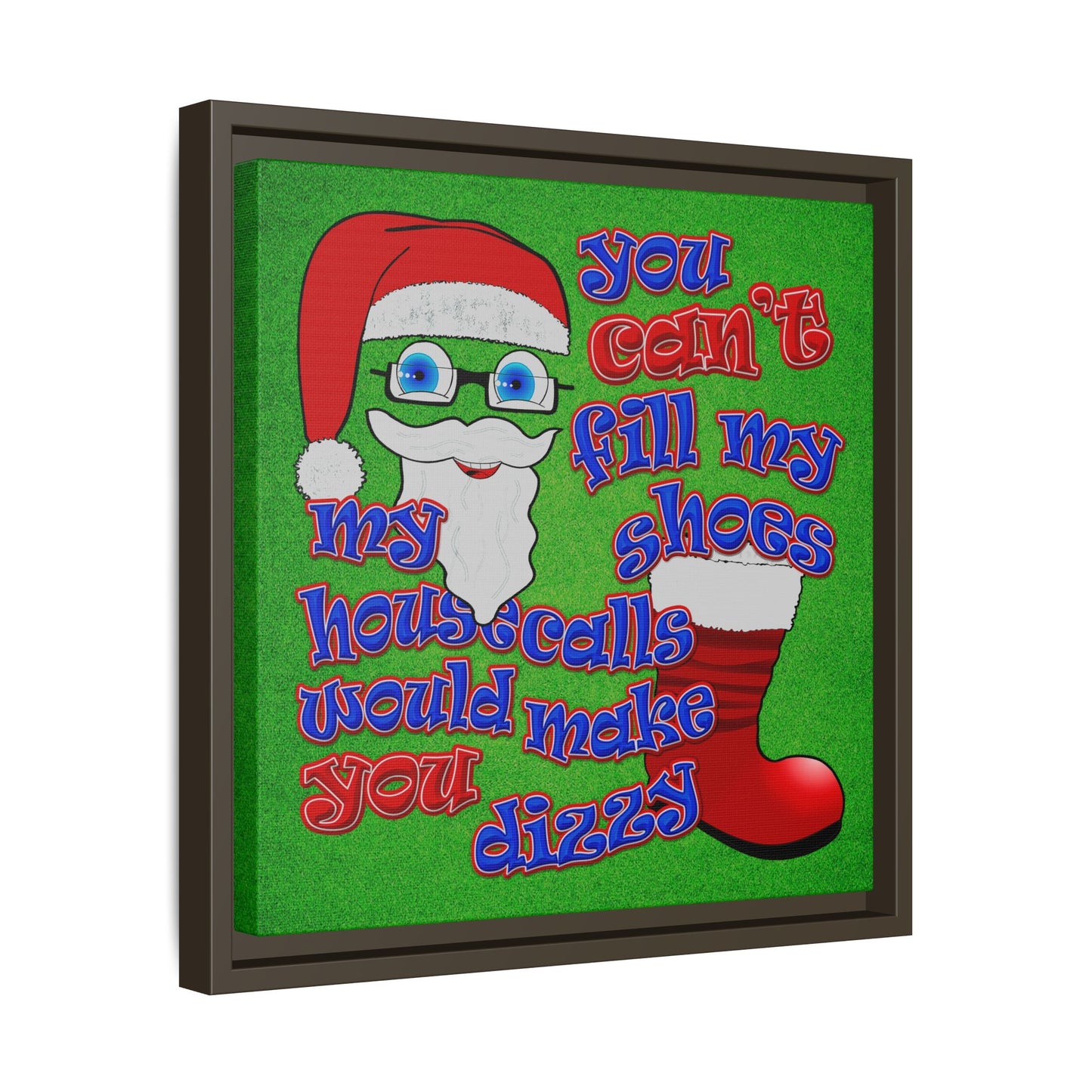 santa's shoes - framed canvas art (green turf)