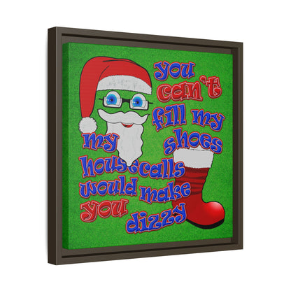 santa's shoes - framed canvas art (green turf)