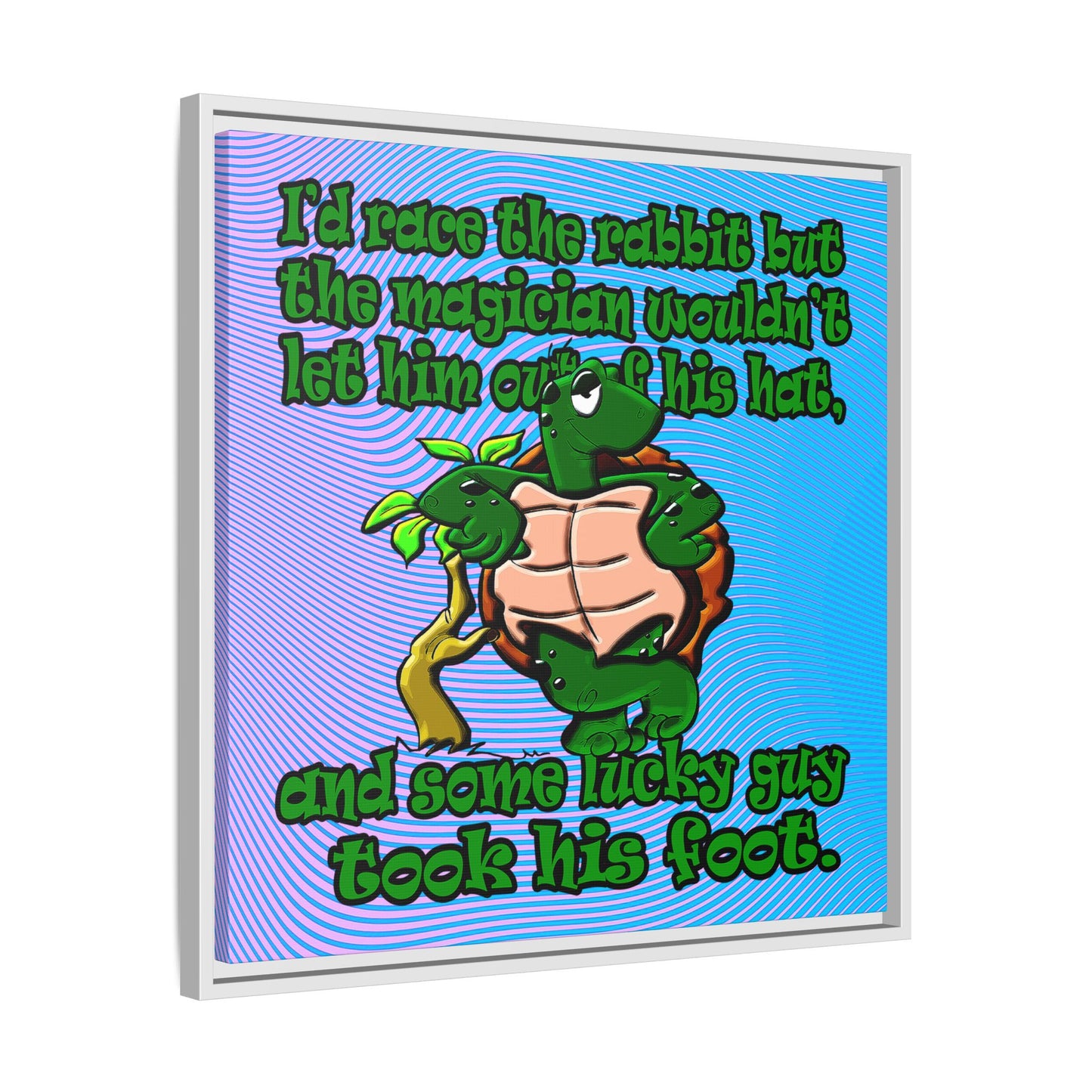 turtle race - framed canvas art (light blue-purple wave)