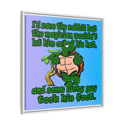 turtle race - framed canvas art (light blue-purple wave)