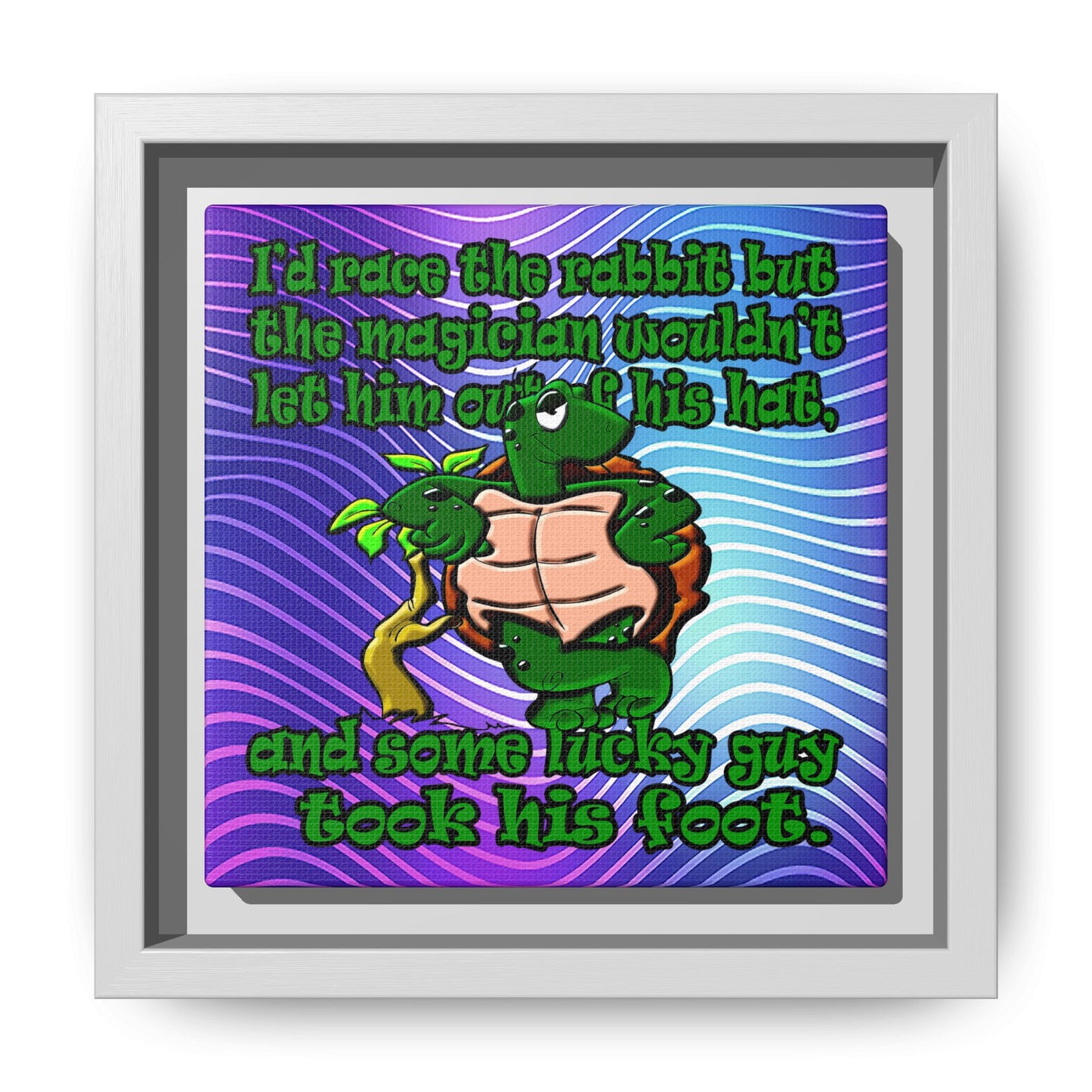 turtle race - framed canvas art (purple wave)