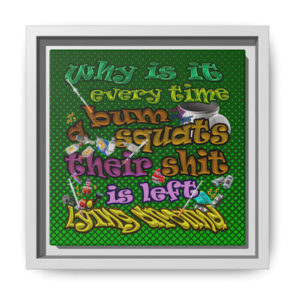 the bum's shit - framed canvas art (logo green)