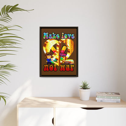 love peace - framed canvas art (brown)