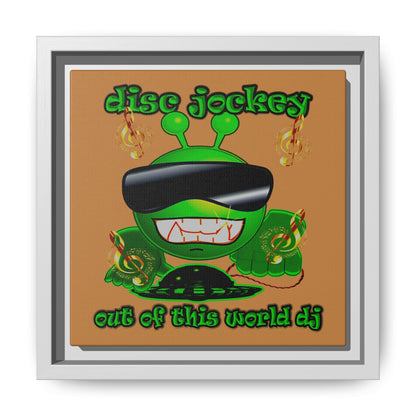 disc jockey - framed canvas art (light brown)