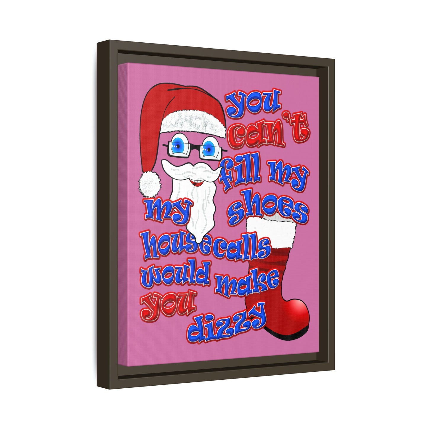 santa's shoes - framed canvas art (light pink)