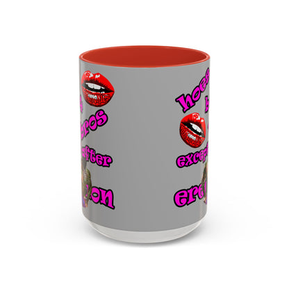 hoes b4 bros - Accent Mug (light grey)