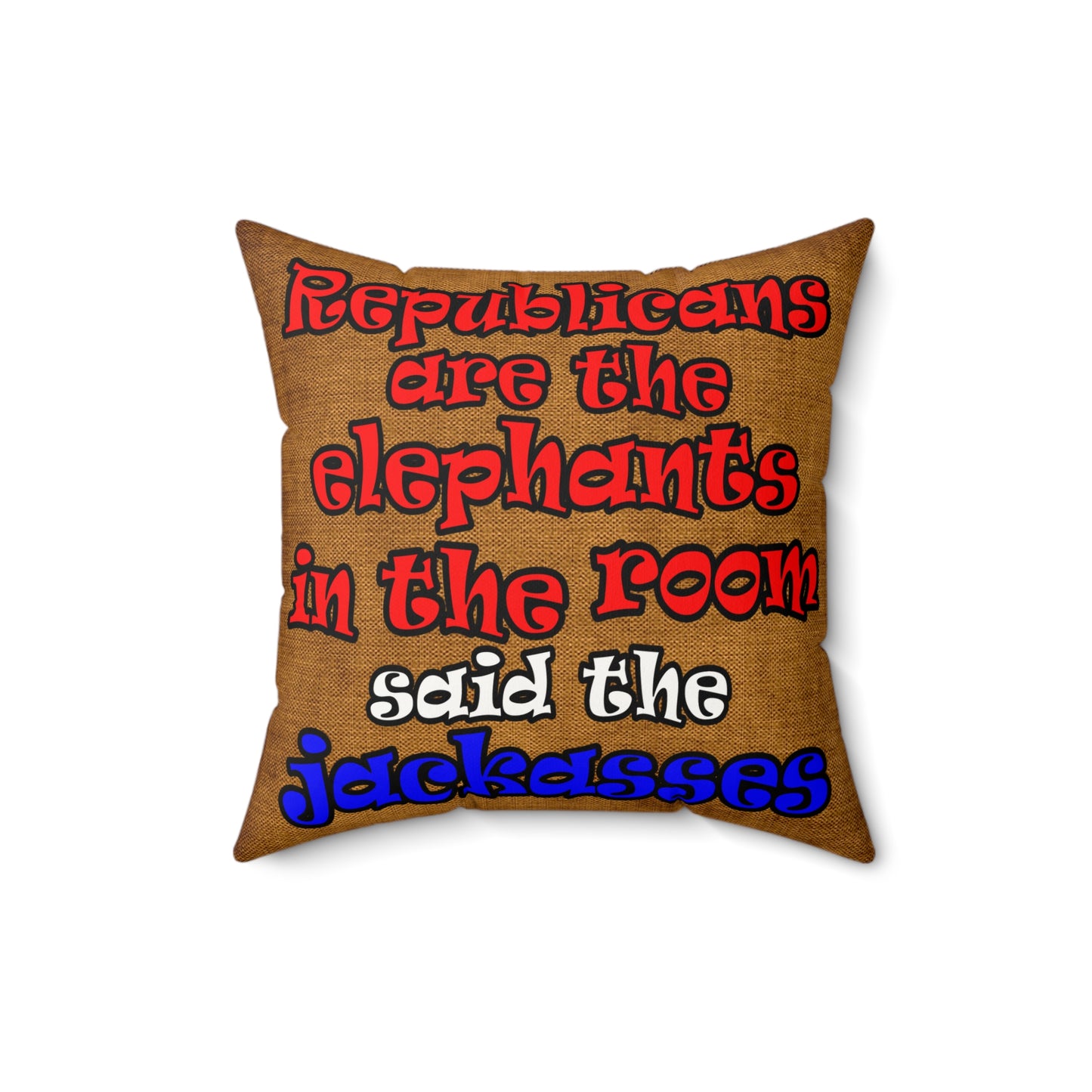 donkeys and elephants - Faux Suede Square Pillow - (dichromatic brown papyrus)