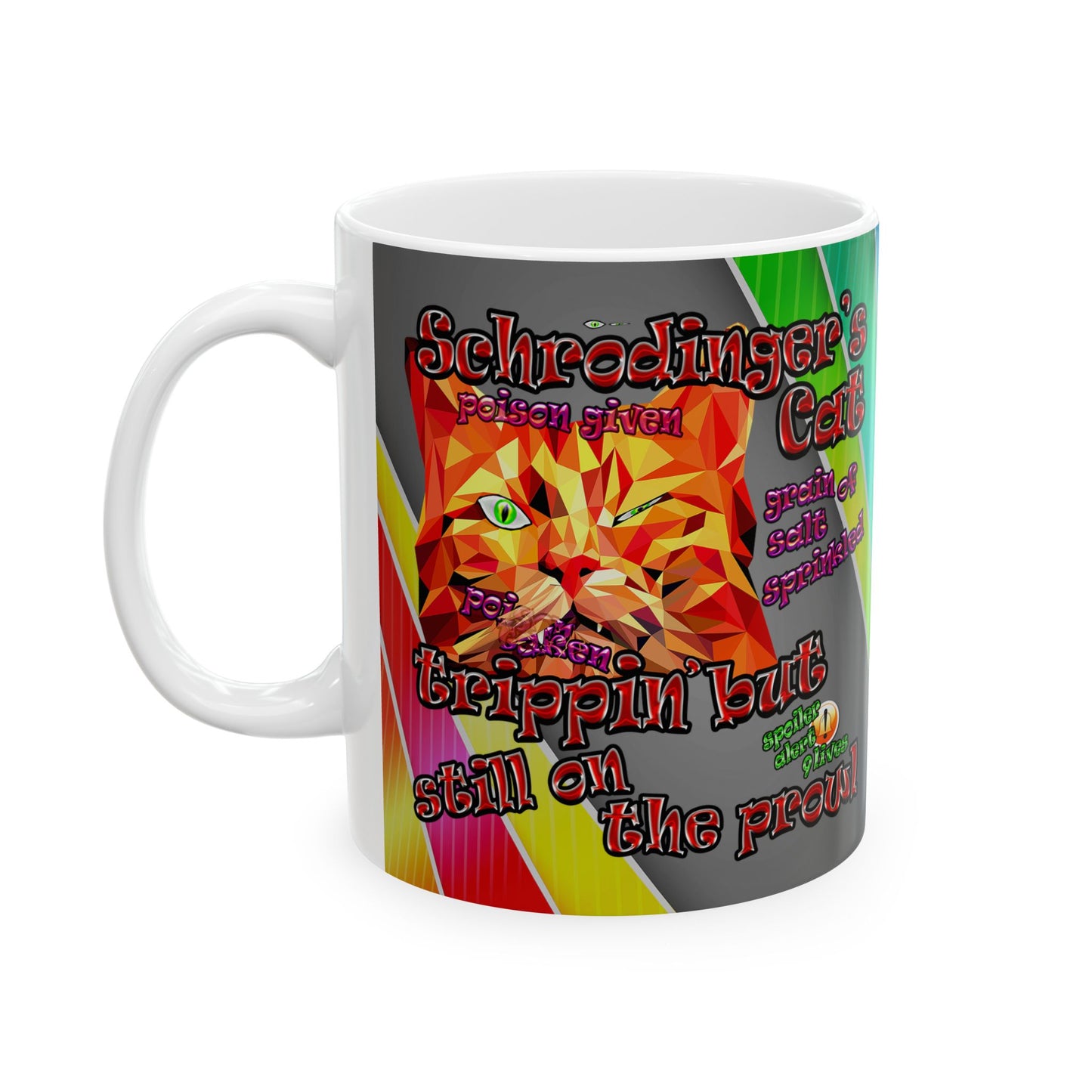 schrodinger's cat - White Mug (rainbow split)
