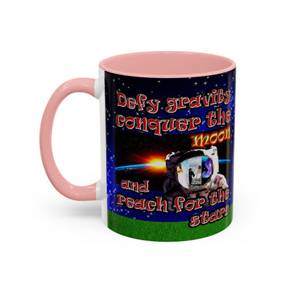 defy conquer reach - Accent Mug ('snoops' background)