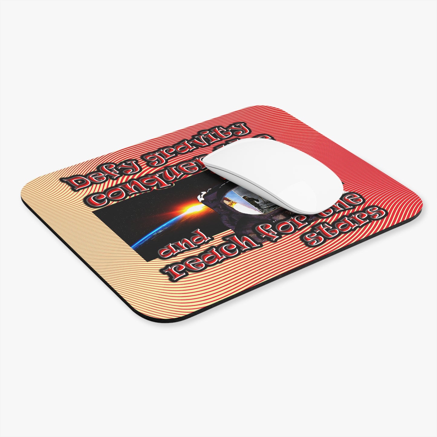 defy conquer reach - Mouse Pad (Rectangle) (yellow-orange wave)