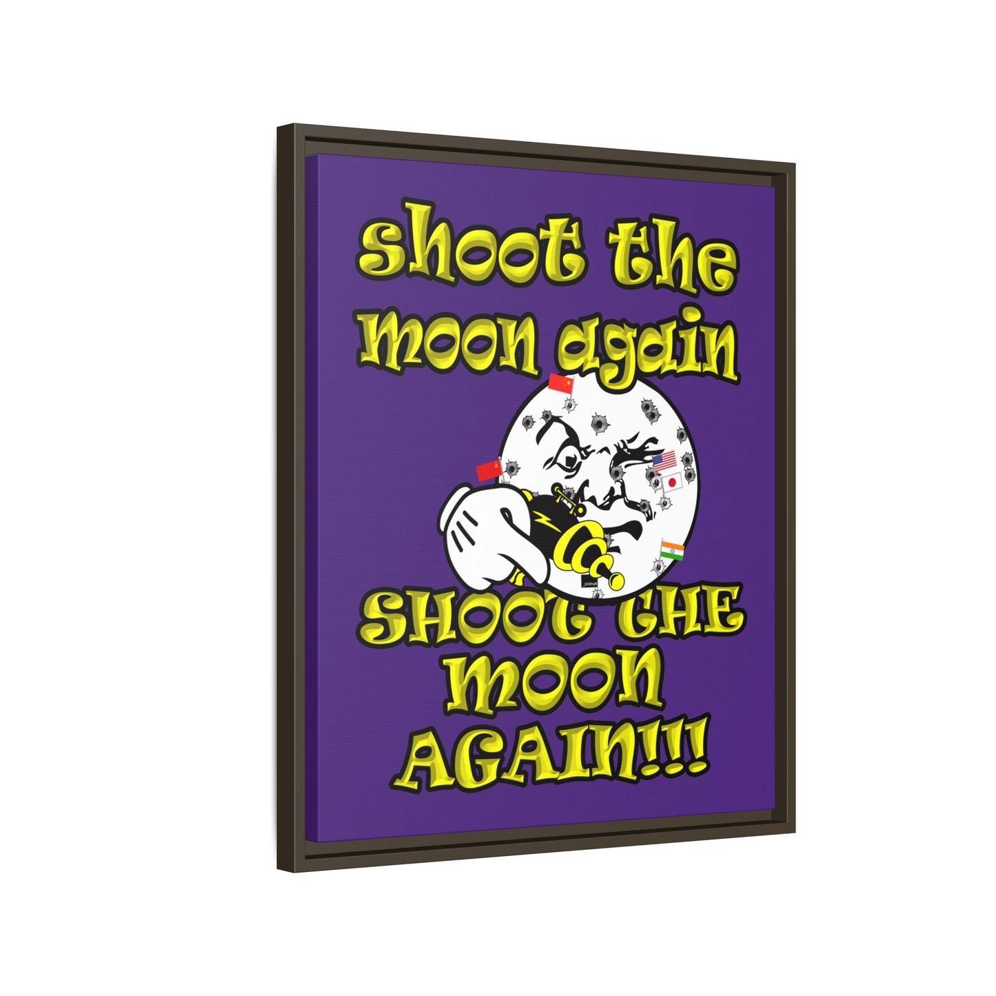 shoot the moon again - framed canvas art (purple)