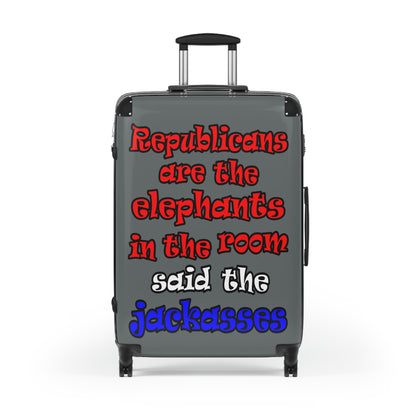 donkeys and elephants - Suitcase (dark grey)