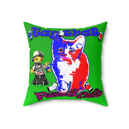 tag that - Spun Polyester Square Pillow - (logo green)