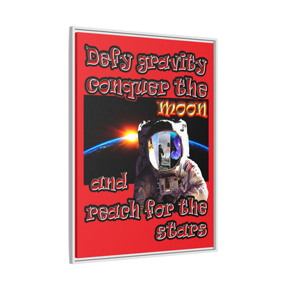 defy conquer reach - framed canvas art (red)