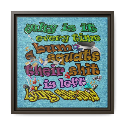 the bum's shit - framed canvas art (faded blue)