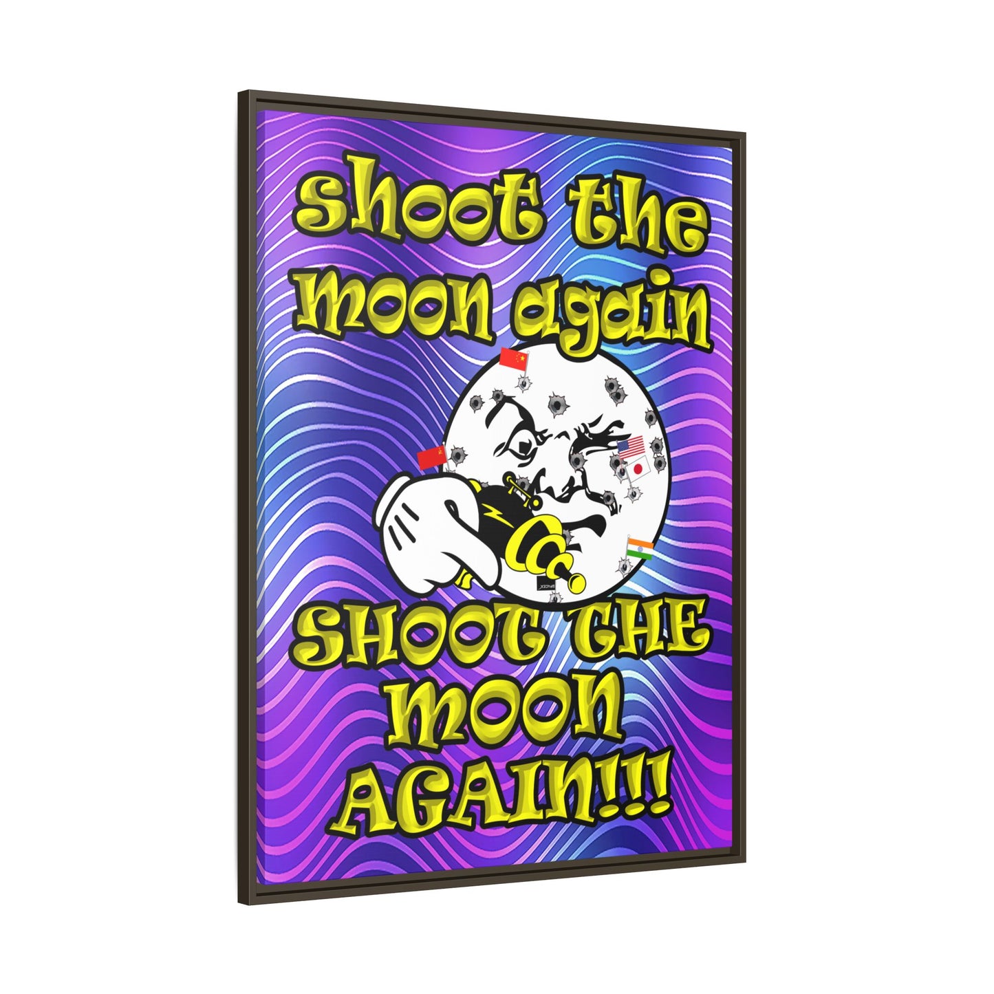 shoot the moon again - framed canvas art (purple wave)