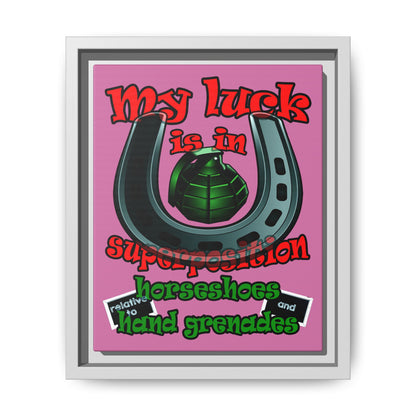 my luck - framed canvas art (light pink)