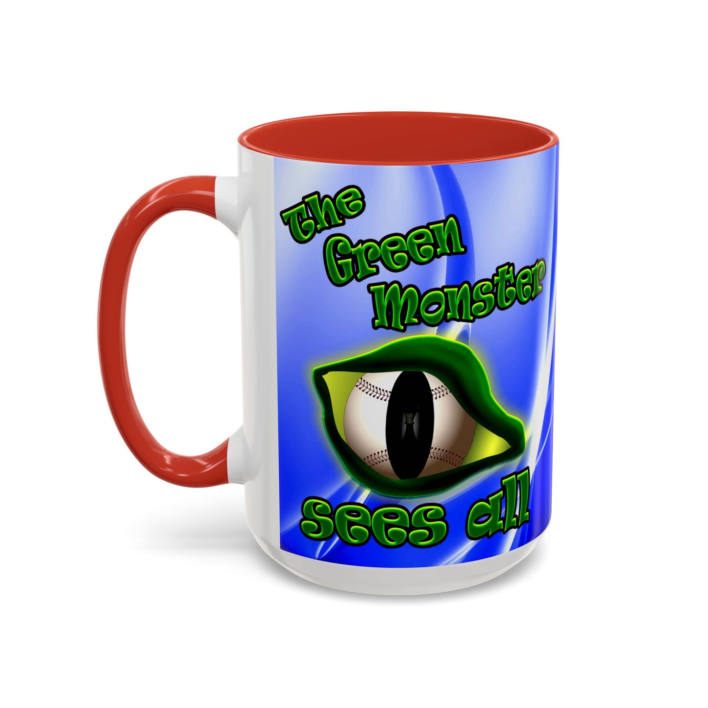 green monster - Accent Mug (blue-white wave)