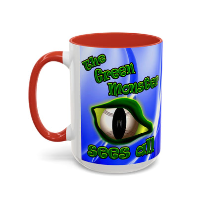 green monster - Accent Mug (blue-white wave)