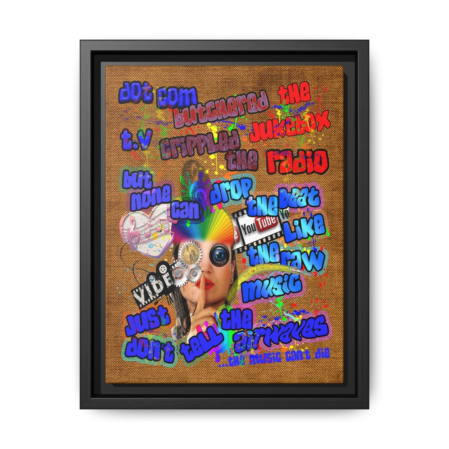 drop the beat - framed canvas art (brown papyrus)