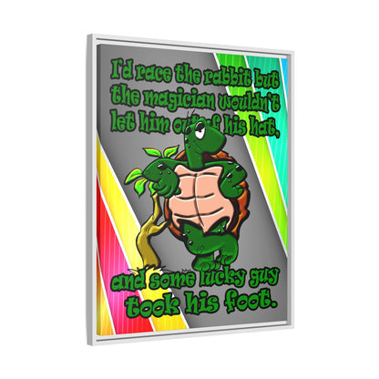 turtle race - framed canvas art (rainbow split)