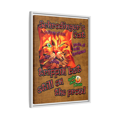 schrodinger's cat - framed canvas art (brown papyrus)