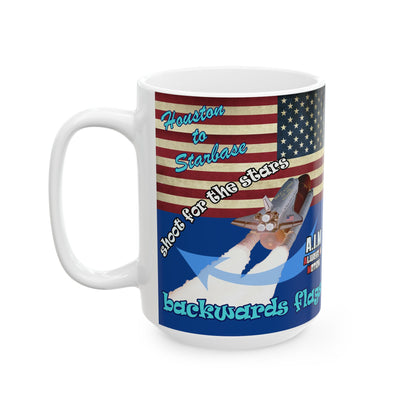 shoot for the stars - White Mug (dark blue)