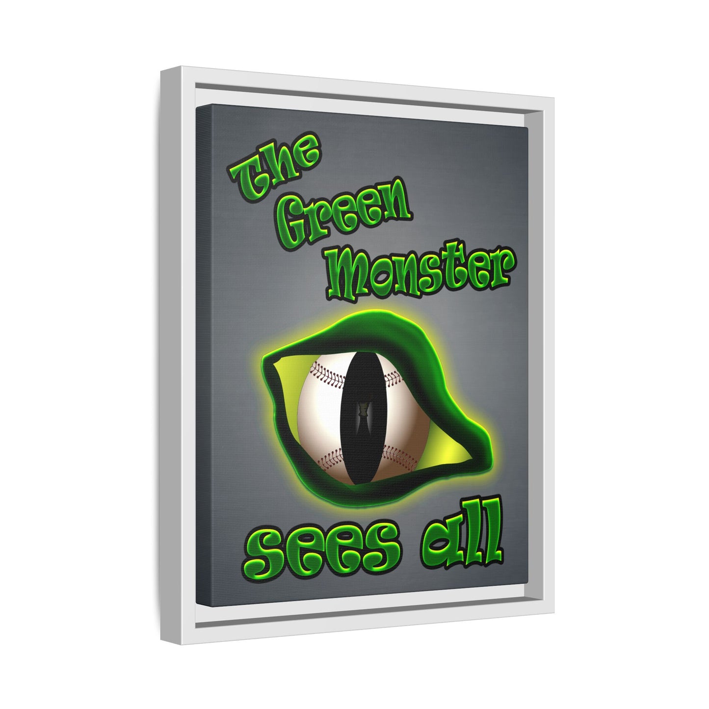 green monster - framed canvas art (grey-light grey)