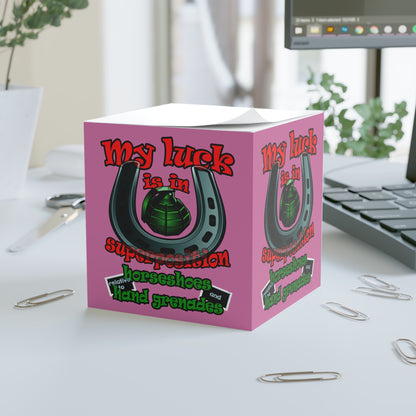 my luck - note cube (light pink)