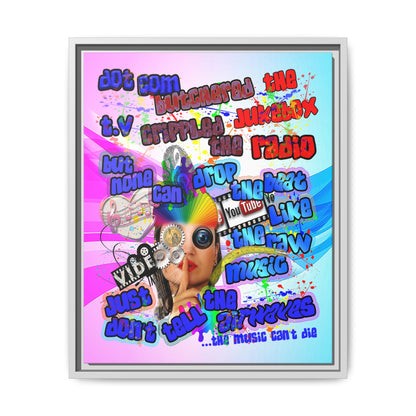 drop the beat - framed canvas art (light blue-pink wave)
