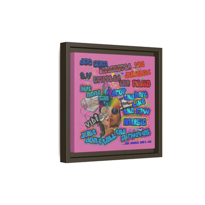 drop the beat - framed canvas art (light pink)